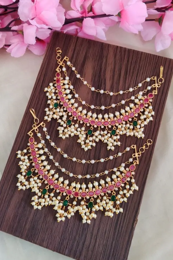 Multiple Color Pearl Earchain